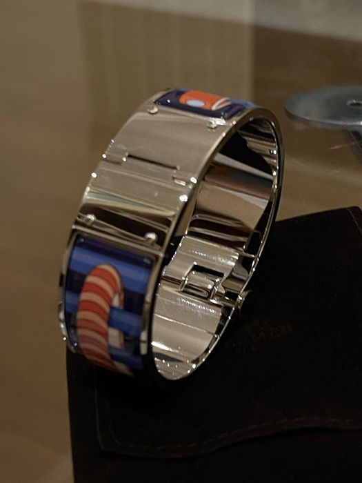 Браслет HERMES Enamel Charniere hinged bracelet