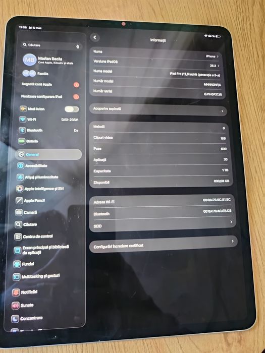 Ipad pro 1 TB stare excelenta