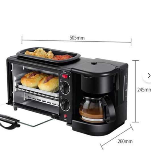 Aparat Multifunctional Mic Dejun 3 in 1 Cuptor Grill Filtru Cafea