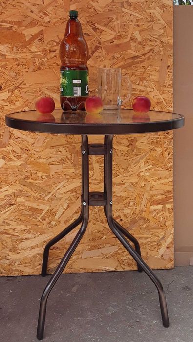 MASA rotunda din metal cu blat de sticla securizată NOUA - 150 Lei
