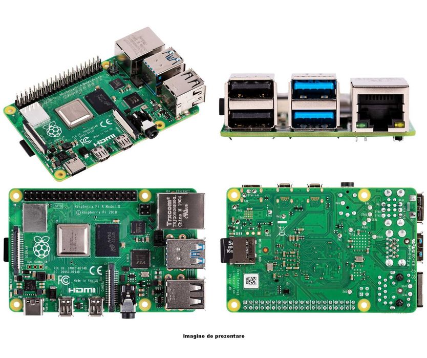 Placă de dezvoltare Raspberry Pi4 Model B, LAN, WiFi, Bluetooth, USB, micro HDMI 4GB 8GB