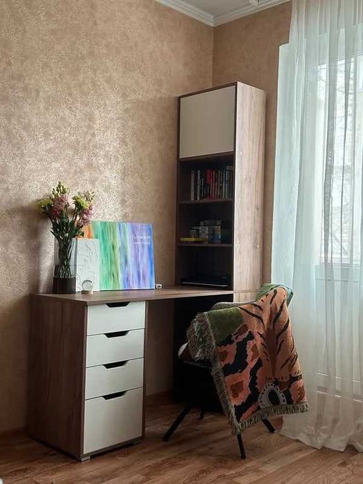 Компьютерный стол со стеллажом 138×50×202 см Белый Дуб Сонома