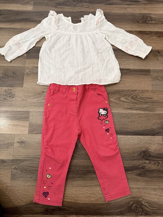Bluzite elegante cu volanase si pantaloni fetita marime 86