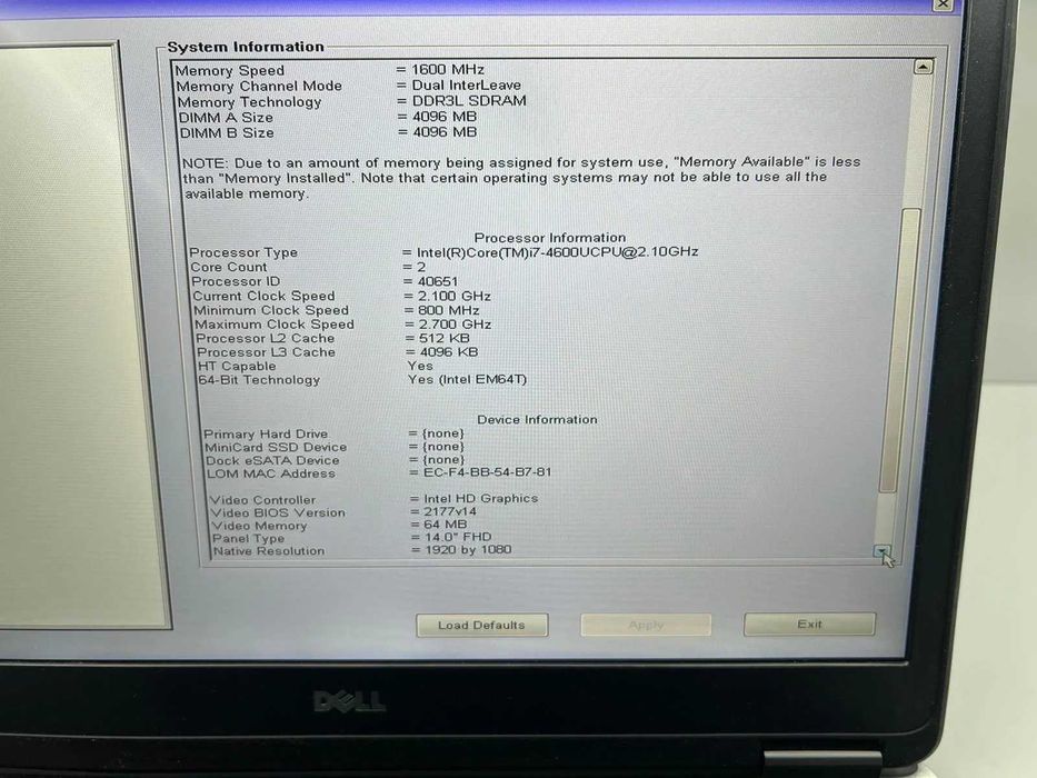 Laptop SH Piese/Incomplet Dell Latitude 7440 i7-4600 YNC117