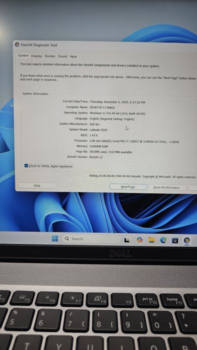 Dell Latitude 5520 i.7 1185G7 16 giga rami Nvidia RtxMx450 2 giga ddr6