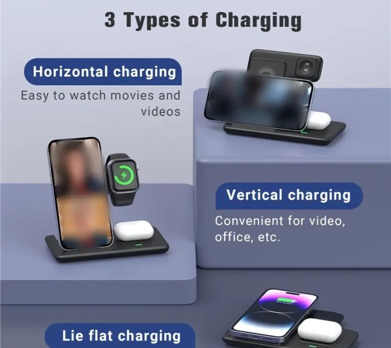 Suport Statie Incarcare Rapida Wireless Telefoane Ceasuri USB C