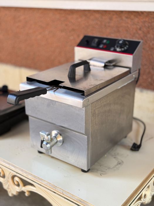 Friteuză profesională din inox cu robinet de scurgere, 1 cuvă