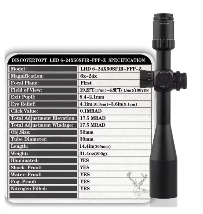 Оптика Discovery LHD 6-24x50SFIR FFP-Z