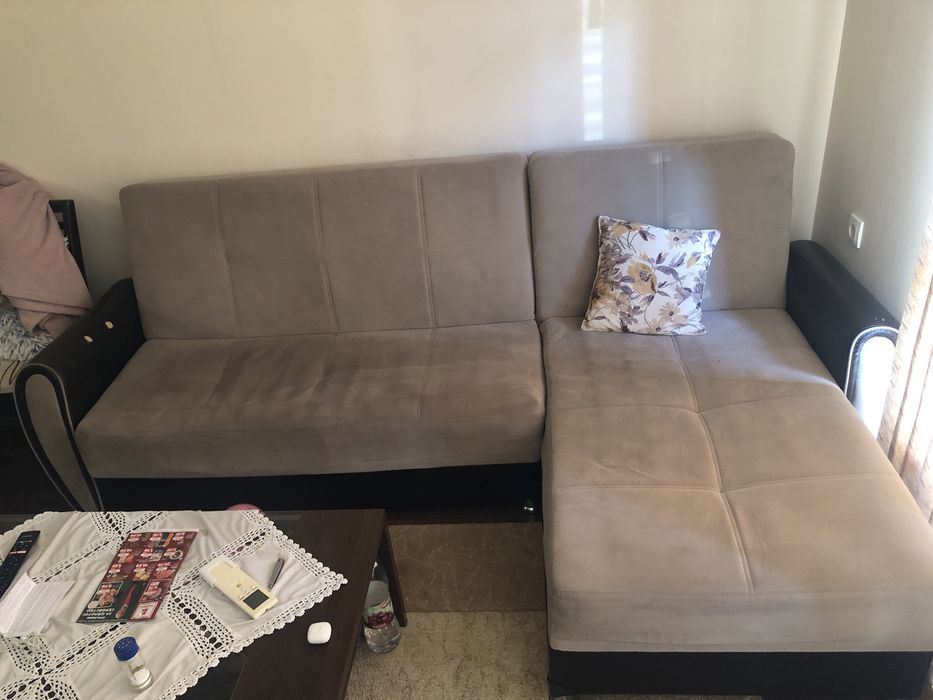 Холов ъглов диван с ракла и функция сън
