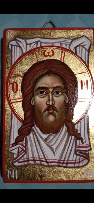 Sfânta Mahramă icoana pictata manual pe lemn A6 13cm/9 cm