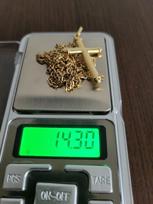 Lant +cruciulita de aur 14k