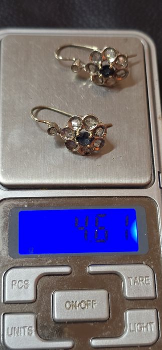 Cercei aur 14 safire si diamante naturale