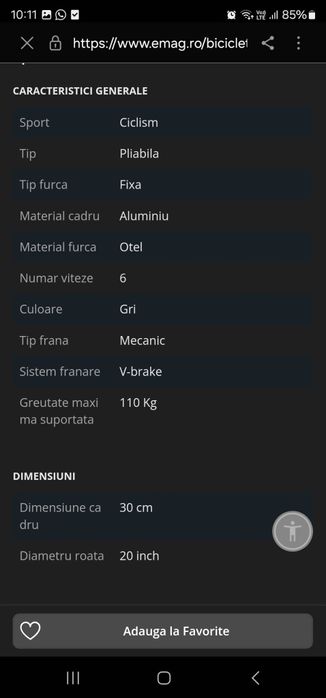 Bicicleta pliabila cu viteze