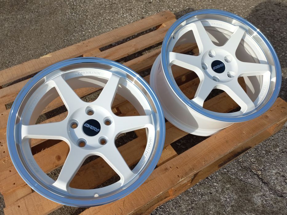 17" 5х114.3 Rays T37 Diamond Lip White Volk Racing 7.5j et 35 Чисто Нови