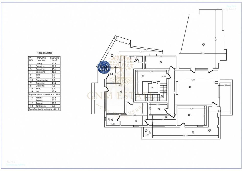 Penthouse 155 mp + Terasa de 60mp|Mosilor -Eminescu