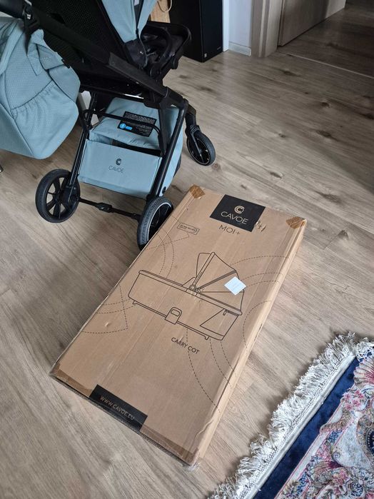 Carucior 2 in 1 Cavoe Moi Plus - Boho Green cu landou, geanta si adaptoare pentru scoică cybex