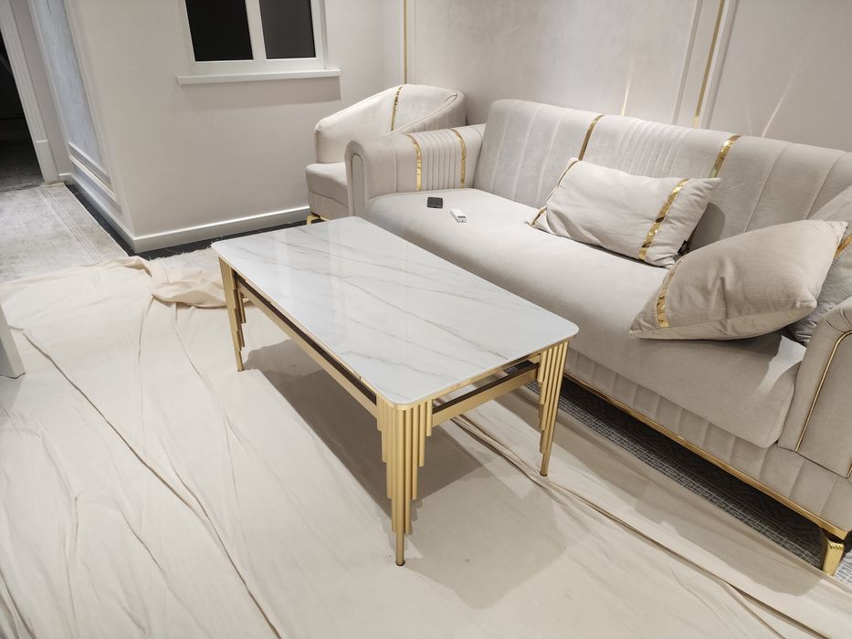 Журнальный стол большой лофт стол для гостинной Белый/Чёрный 120х60.