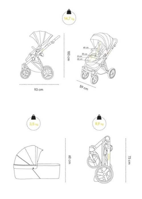 Carucior 2 in 1 Oslo+ Normandic Dream Skiddou Gri