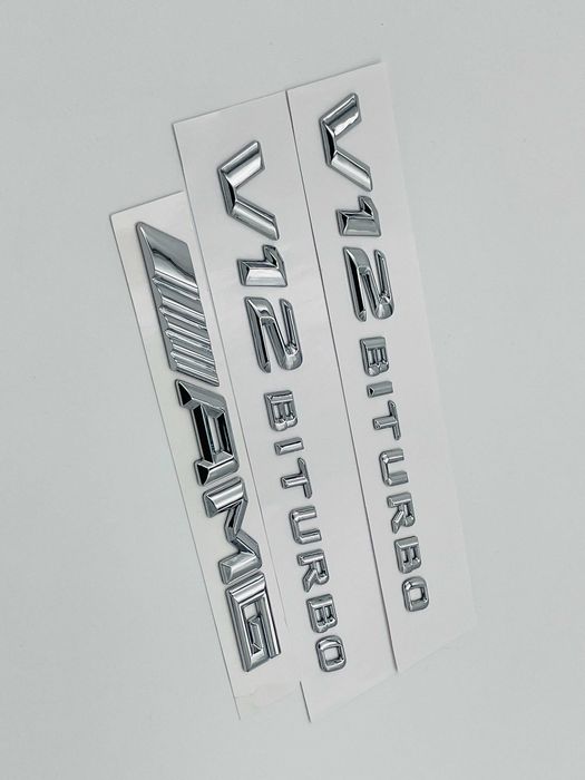 Set embleme compatibile Mercedes V12 biturbo AMG crom