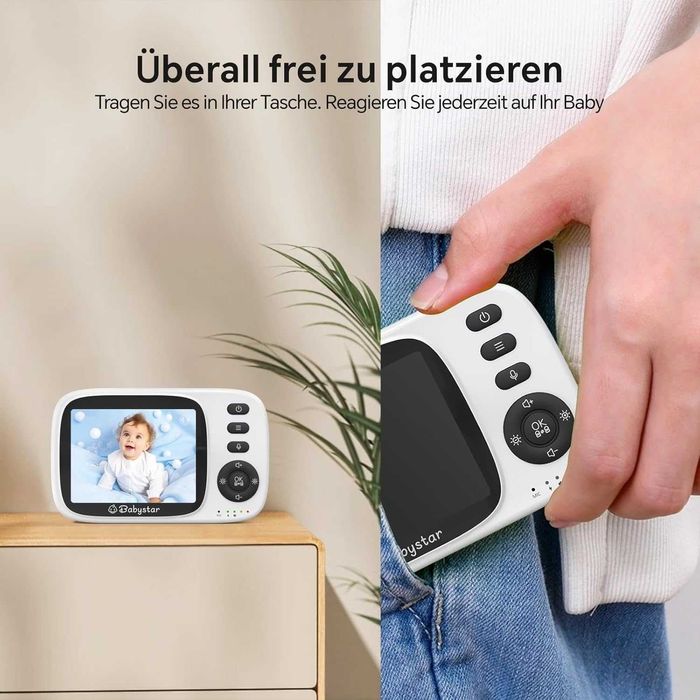 НОВ бебефон Babystar с камера и нощно виждане, 3,2-инчов безжичен ...