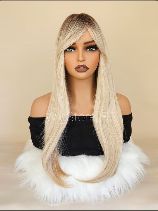 Руса перука средна дължина с бретон