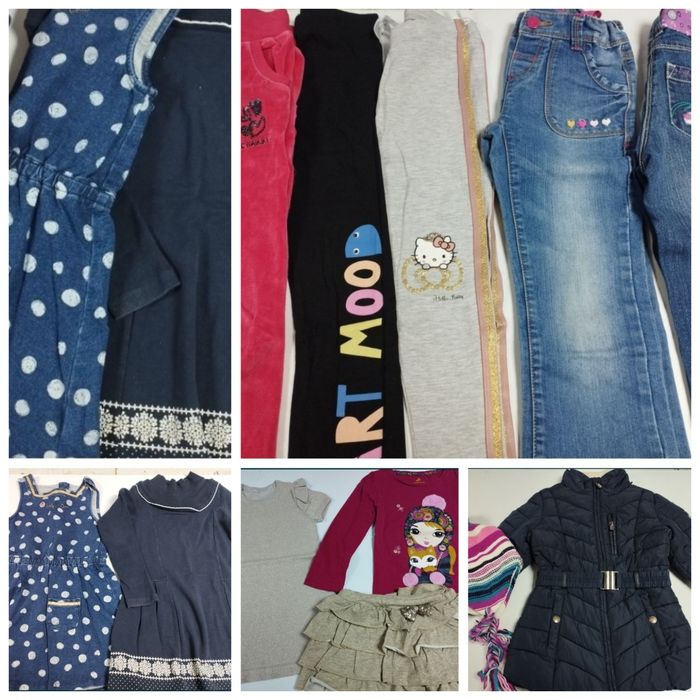 Голям лот яке, блузки, клинове, дънки, рокли 110-116 см лота яке, блуз
