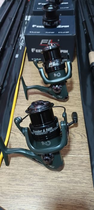 SET 2 Feedere FL FALCONS POWER 3.90 180g + 2 Mulinete FL LF5000