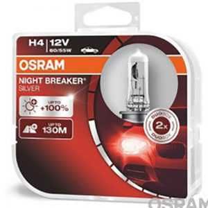 Комплект 2 броя халогени крушки за фарове OSRAM H4 SILVER +100%