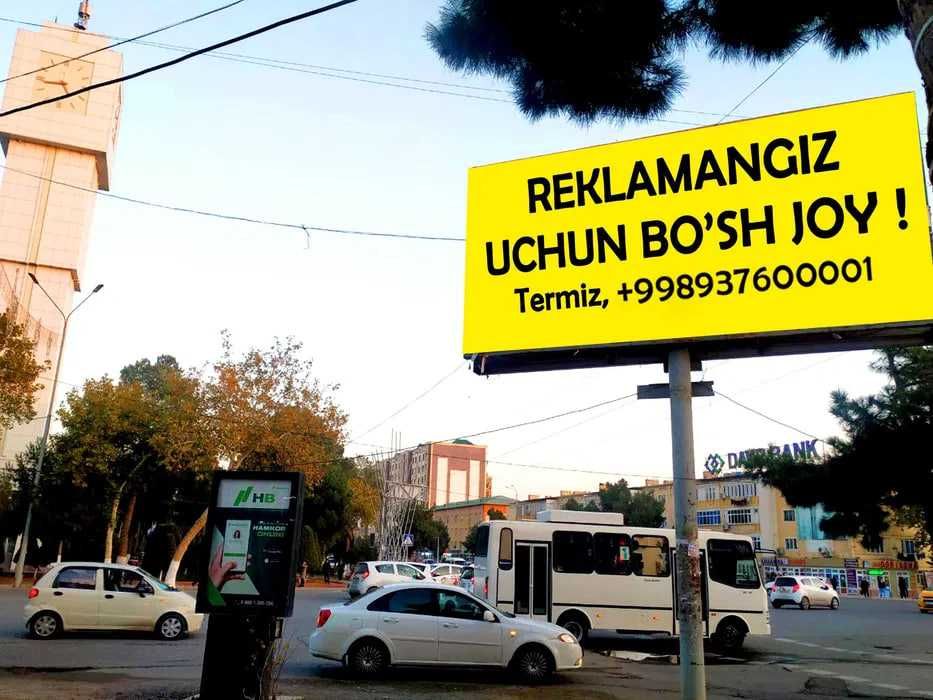 Ijaraga Bilbord reklama bannerlari ilish Surxondaryo bo'yicha