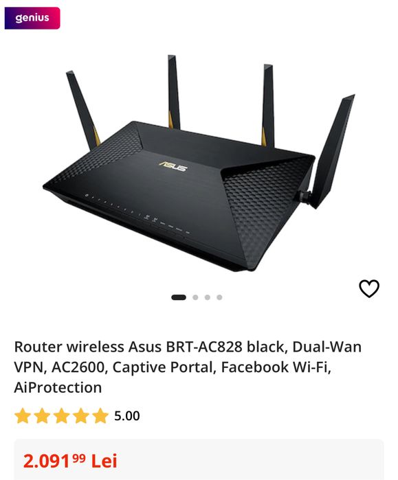 Router wireless Asus BRT-AC828 black, Dual-Wan VPN, AC2600 Sibiu • OLX.ro