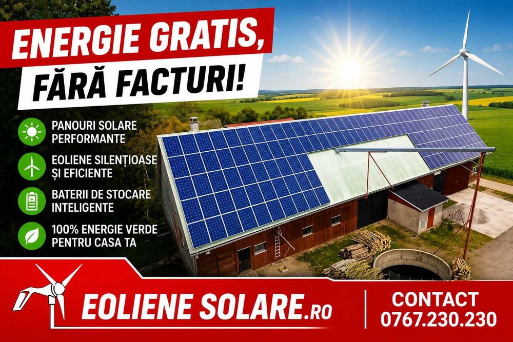 Panouri FOTOVOLTAICE, Panouri SOLARE, Turbine Eoliene - ONEȘTI -