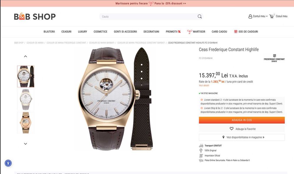 Ceas Frederique Constant Highlife Heartbeat | Full Box | Factura