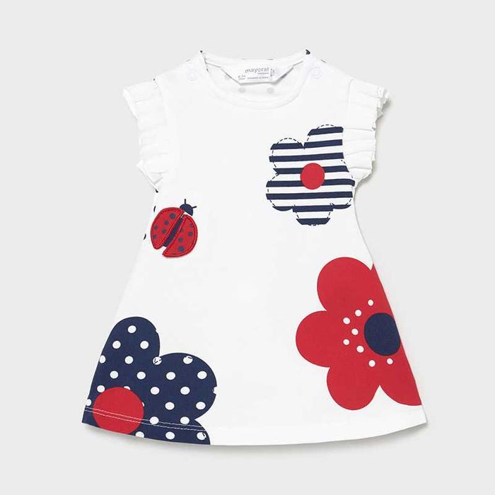Бебешка рокличка на точки Mayoral 2-4М / Бебешки комплект Mayoral 18М / Комбинирана рокля 2 в 1 Mayoral 12М, 80см