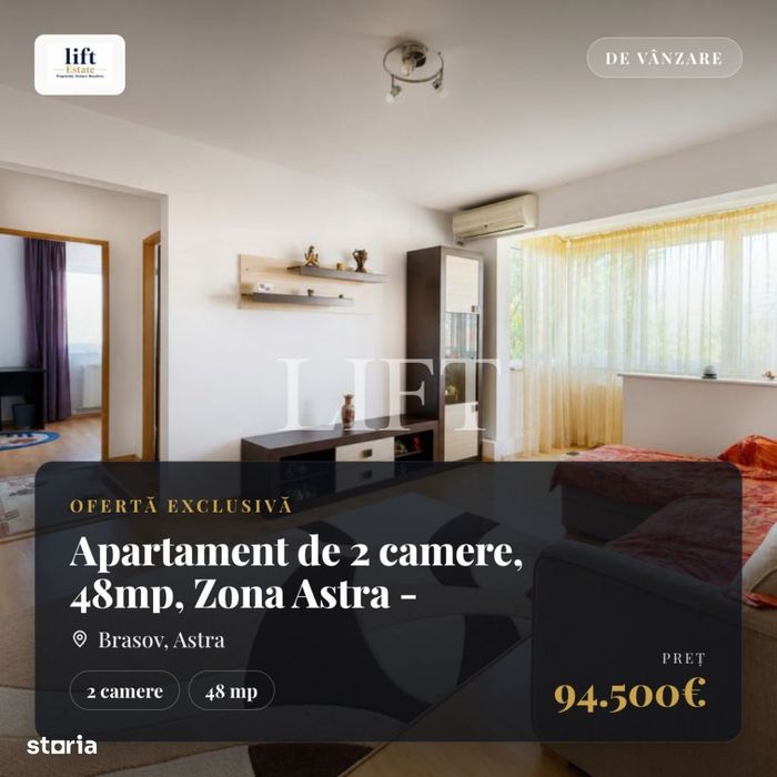 Apartament de 2 camere, 48mp, Zona Astra - Saturn