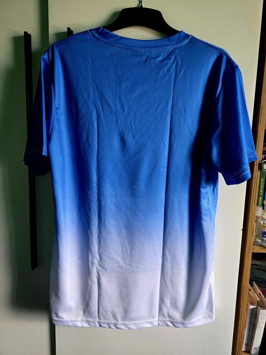 Vand bluza cu maneca scurta de barbati albastru cu alb marime S