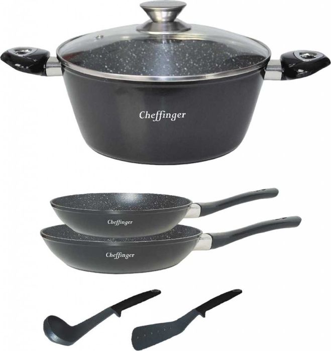 Комплект съдове за готвене 6 части Cheffinger–тенджера,тигани