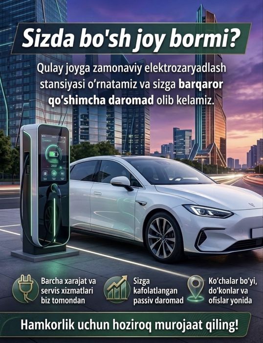 Bo‘sh joy bormi? Elektrozaryadka qo‘yib daromad oling”