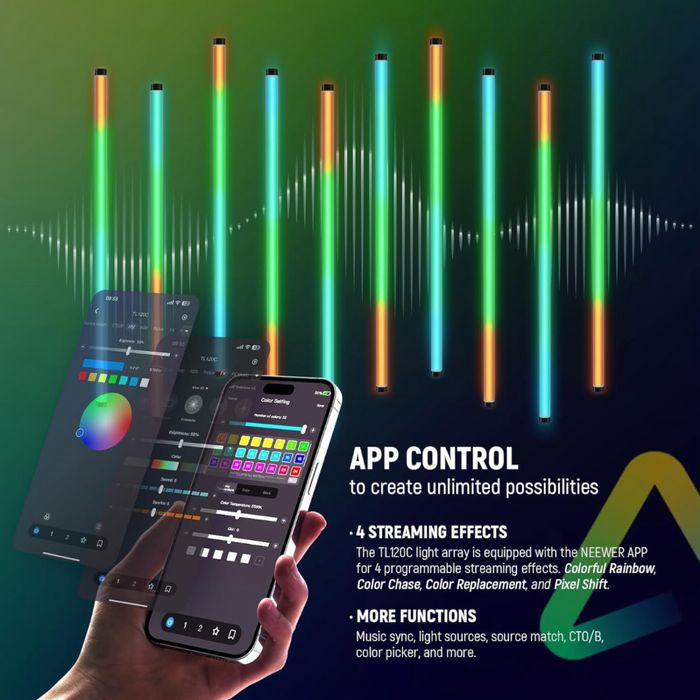 Проф. RGB tube. диодно осветление. Видео. фото. tl120c. Камера. neewer