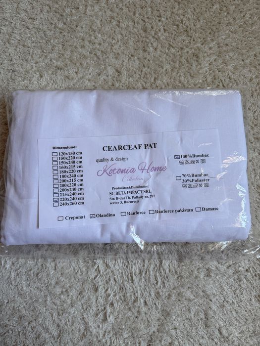 Cearceaf alb bumbac 220x240
