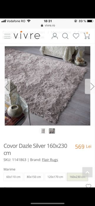 Covor mare la un pret de 100 ron cumparat de pe site-ul Vivre