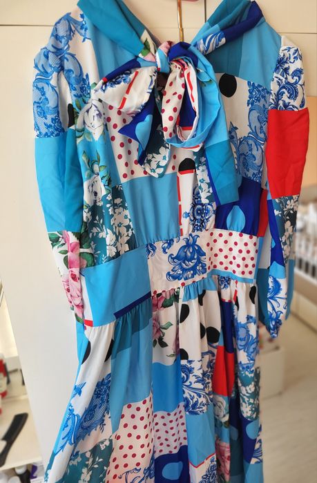 Дълга лятна рокля розово лилаво