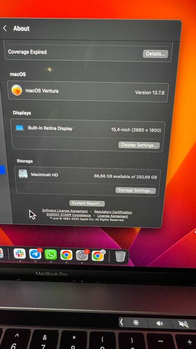 MacBook Pro Retina A1707 2017 cu touch bar