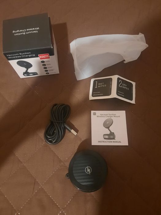 Suport magnetic pentru telefon auto PlusAcc cu încărcător wireless – 360°