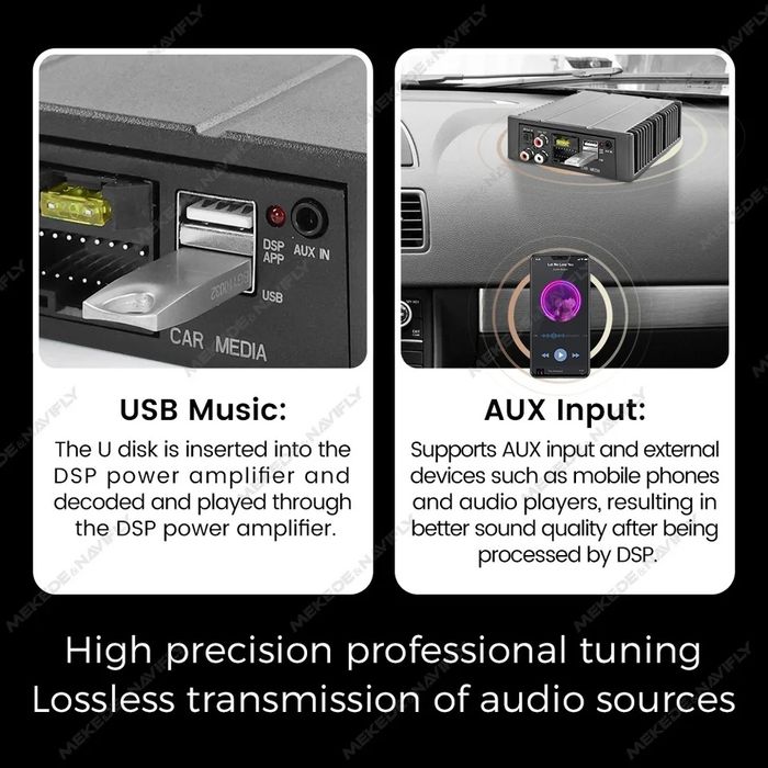 Amplificator navigație android DSP plug and play cu aplicatie AUX USB