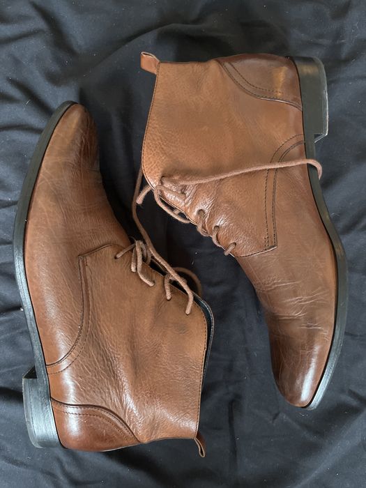 Pantofi piele maro varf ascutit