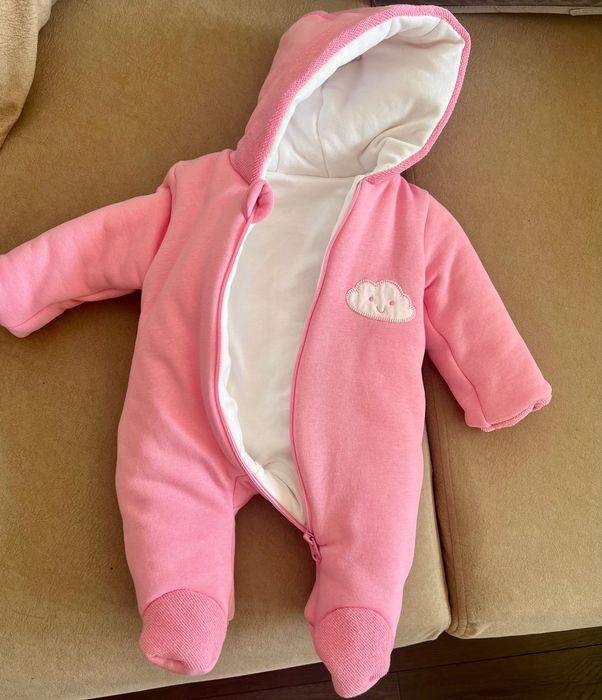 Бебешки розов ватиран гащеризон