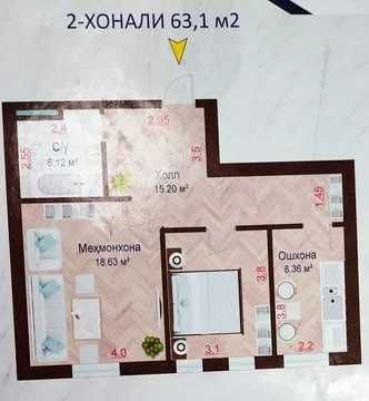 yunusobod 17kvartal zor narxda 2xonla; korobka shoshilin arxitekturniy