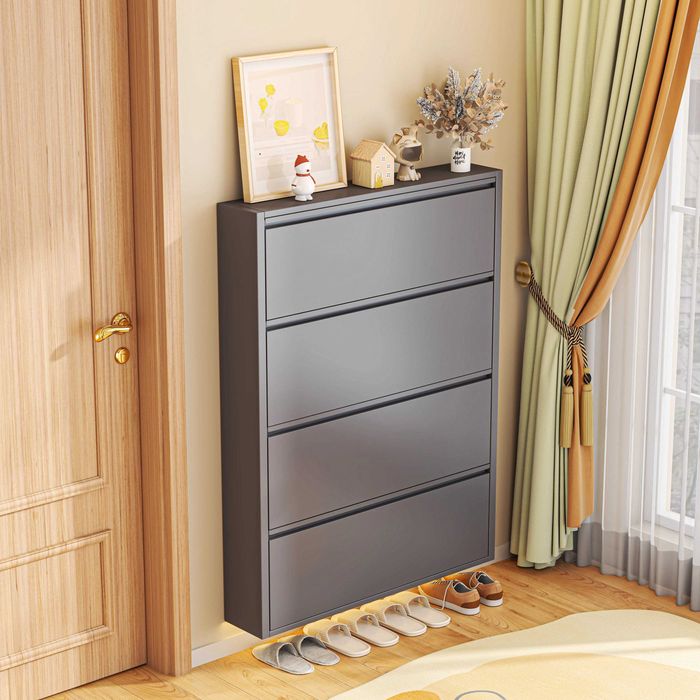 Узкий, но вместительный обувной шкаф/Металлический шкаф для обуви