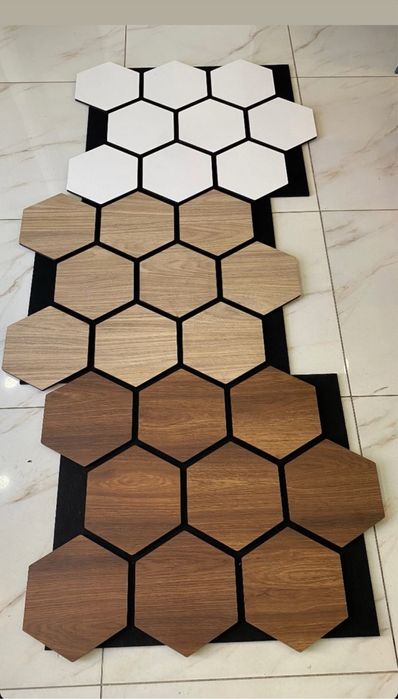 Декоративен стенен панел / Акустичен панел хексагон от МДФ