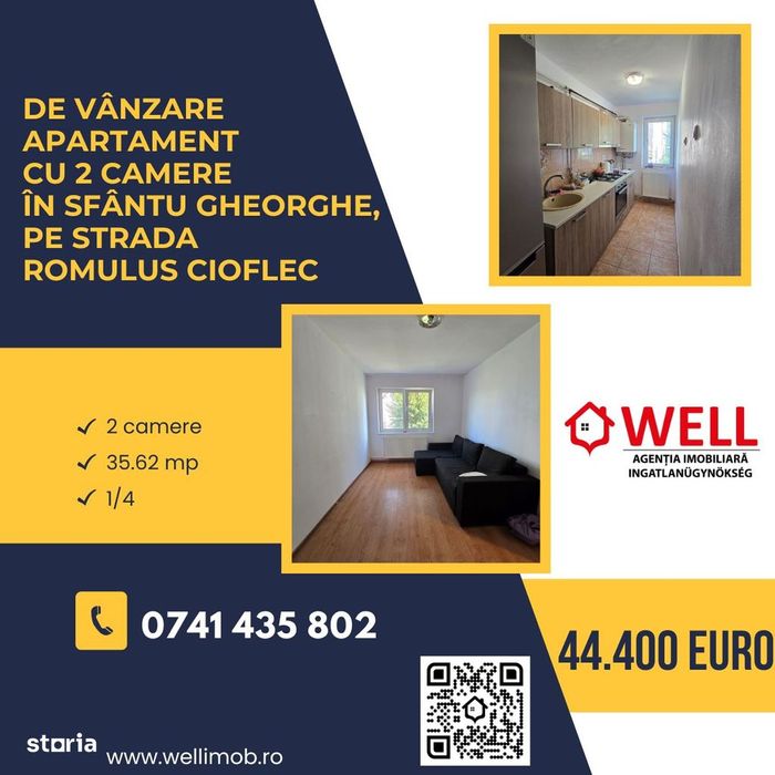 De vânzare apartament cu 2 camere pe str. Romulus Cioflec!